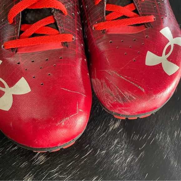 Under Armour Racing Track & Field Spikes Size 10.5 Men’s Red Black Running - Picture 6 of 12